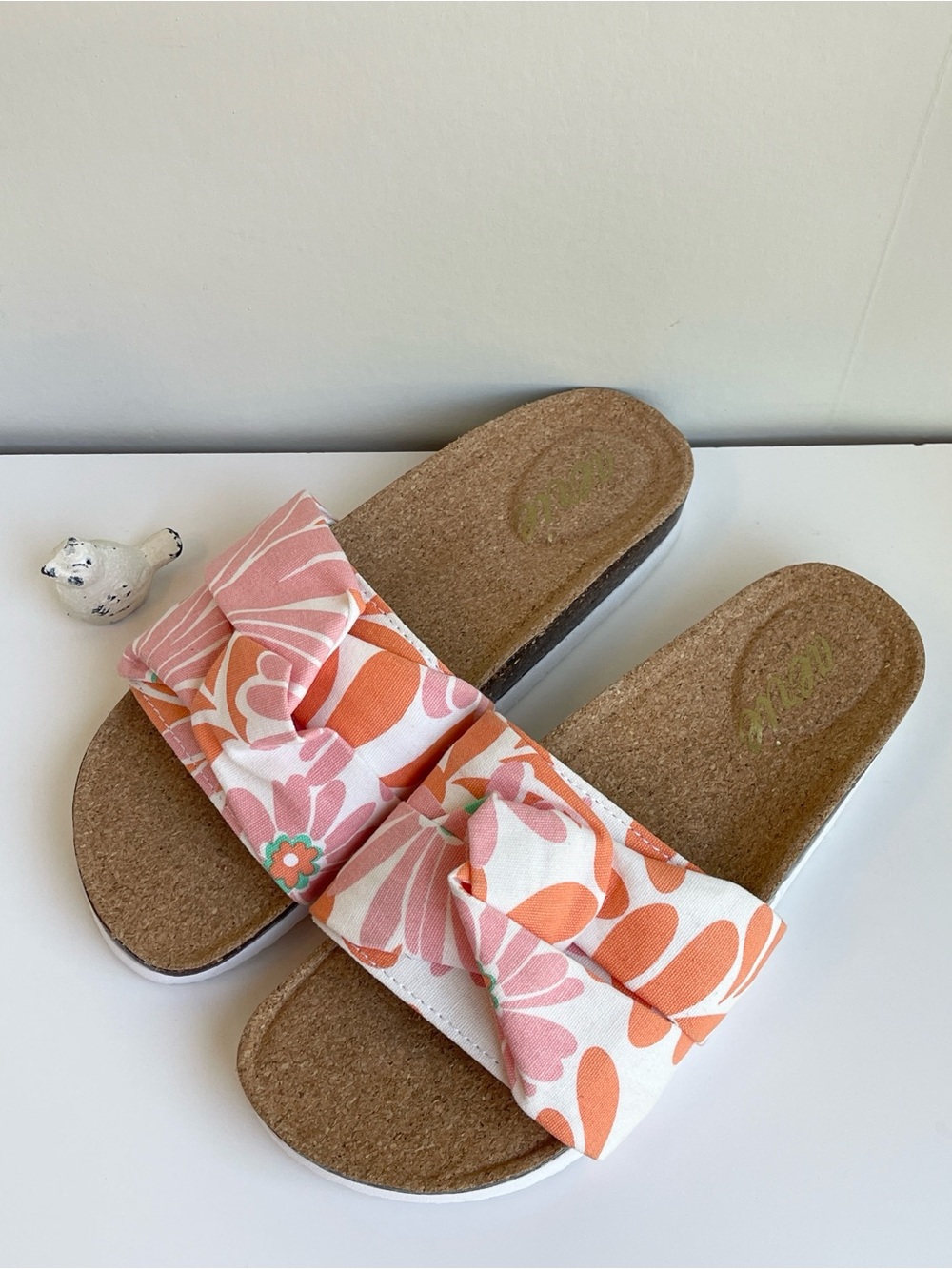 Aerie Pink and Orange Twist Slide Sandals Size 6
